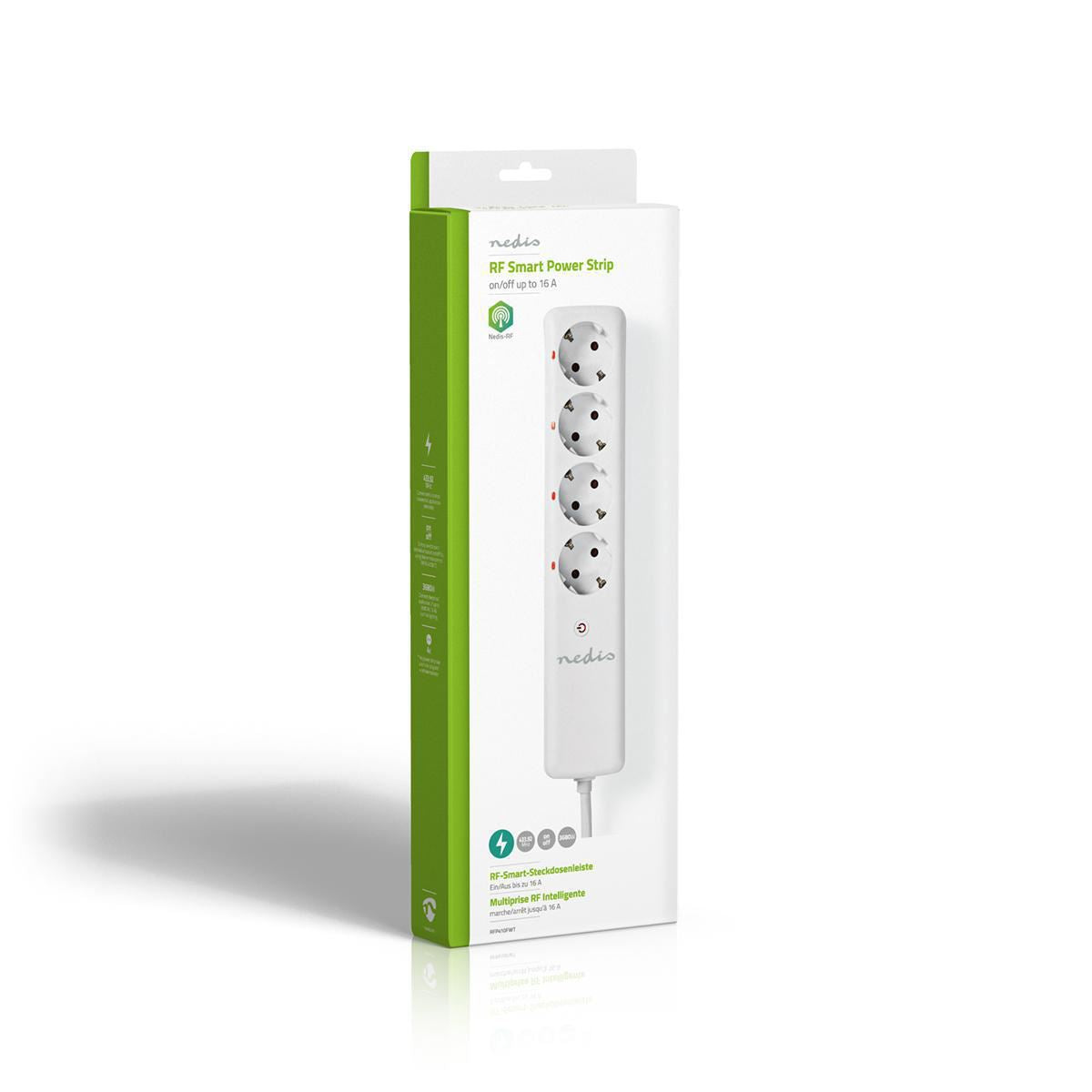 Nedis RF Power Strip 4x Schuko Type F 3680W European Extension Lead - RFP410FWT