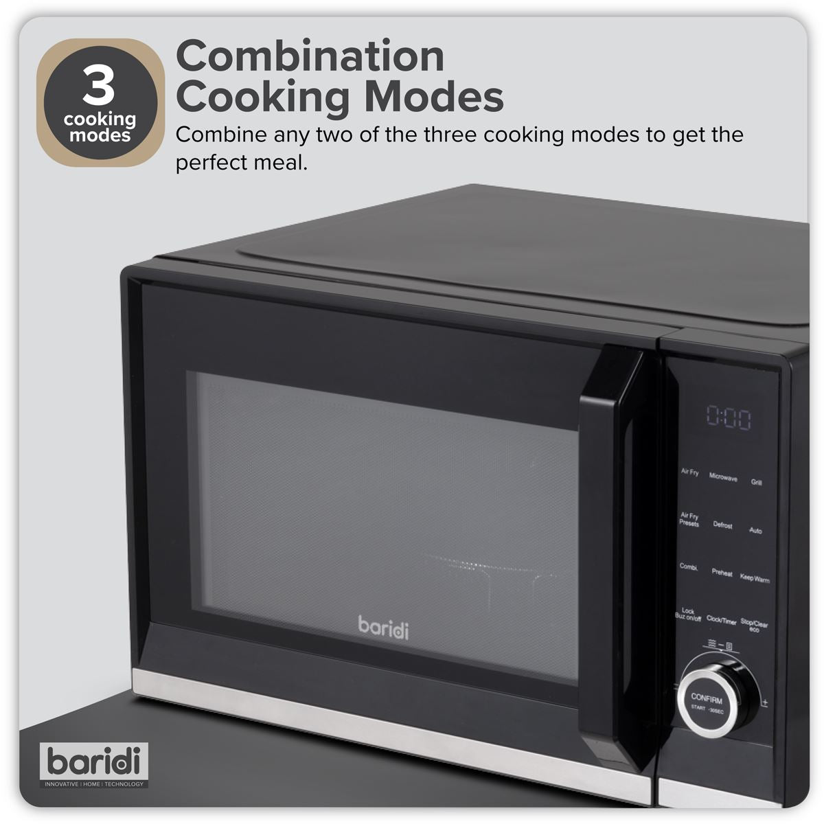 Baridi 7-in-1 Air Fryer Microwave & Grill, 28L Capacity - Black DH277