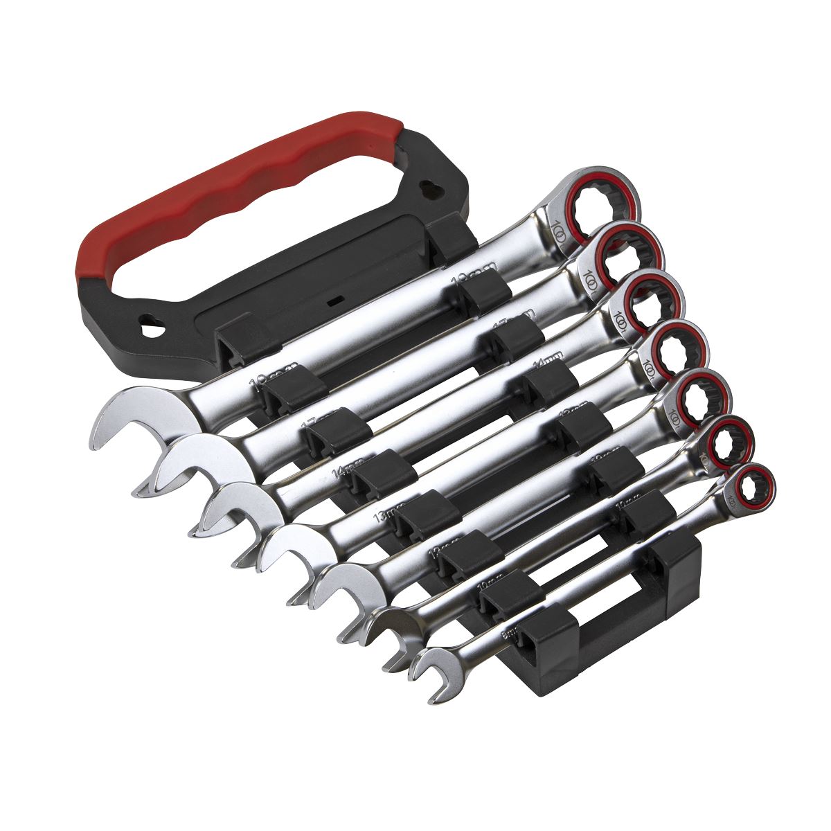 Sealey Ratchet Combination Spanner Set 7pc Metric Platinum Series AK63941