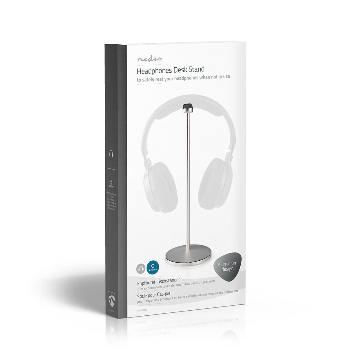 Nedis Headphones Stand Aluminium Design 98 x 276mm Silver HPST200AL