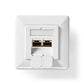 Network Wall Box In-Wall 2 ports CAT6 Straight Female Gold Plated PVC White Box - CCBW89200IV