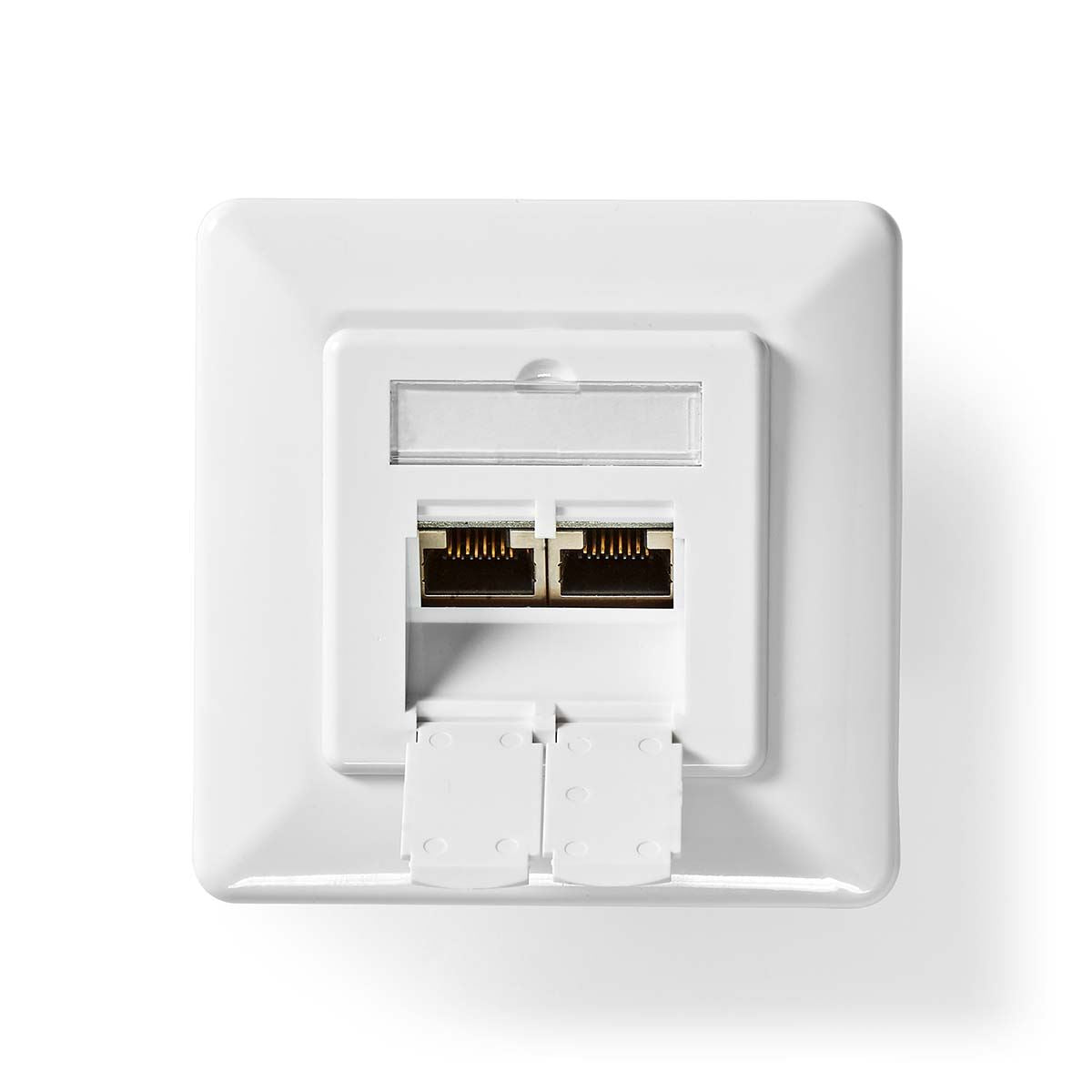 Network Wall Box In-Wall 2 ports CAT6 Straight Female Gold Plated PVC White Box - CCBW89200IV