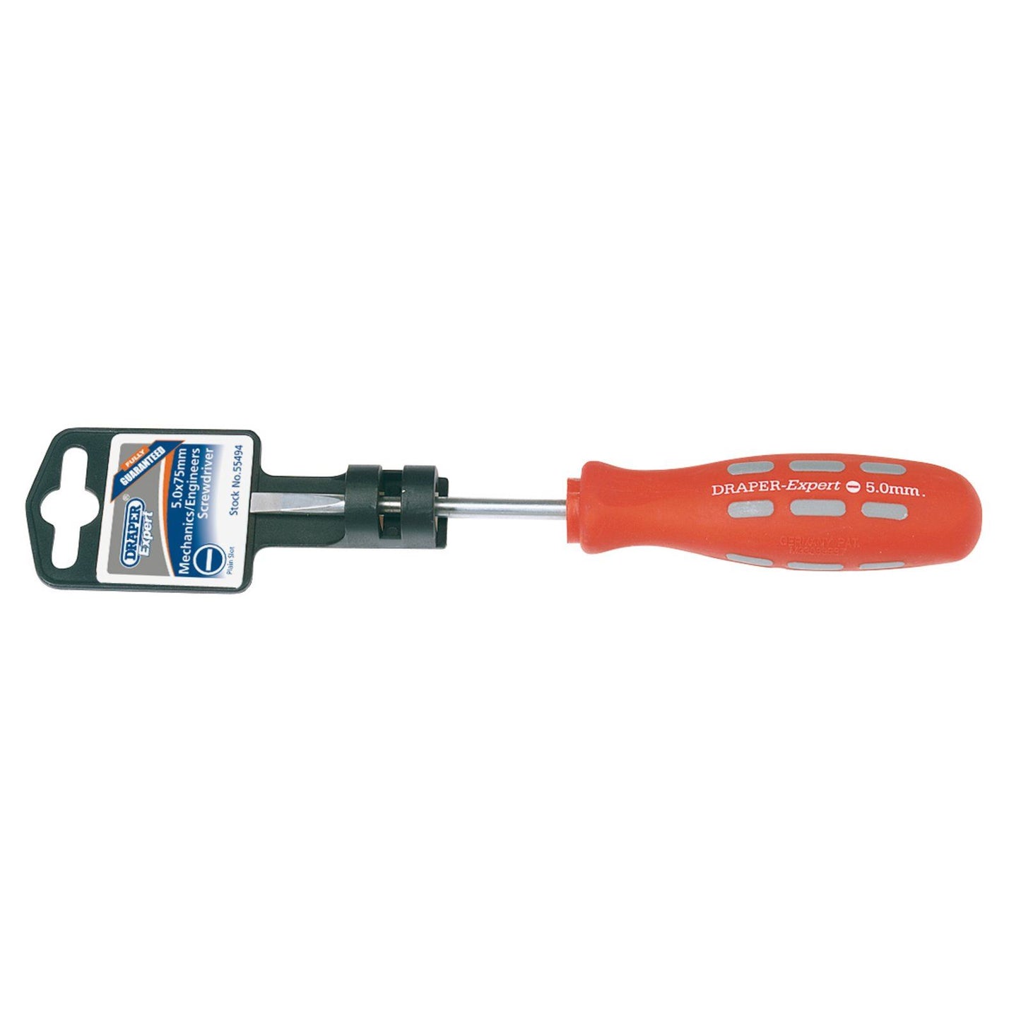 Draper 5mm x 75mm Plain Slot Parallel Tip Mechanics Screwdriver (Display Packed) - 55494