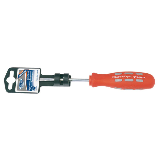 Draper 5mm x 75mm Plain Slot Parallel Tip Mechanics Screwdriver (Display Packed) - 55494