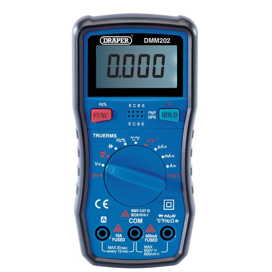 Draper 41820 Digital Multimeter AC/DC Voltage with Test Leads and Temp Probe