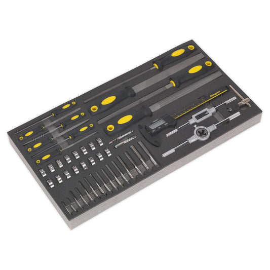 Sealey Tool Tray with Tap & Die, File & Caliper Set 48pc S01132