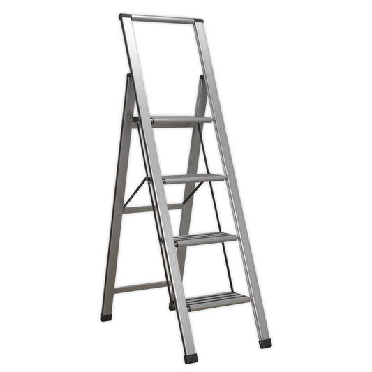 Sealey Aluminium Prof Folding Step Ladder 4-Step 150kg Capacity APSL4