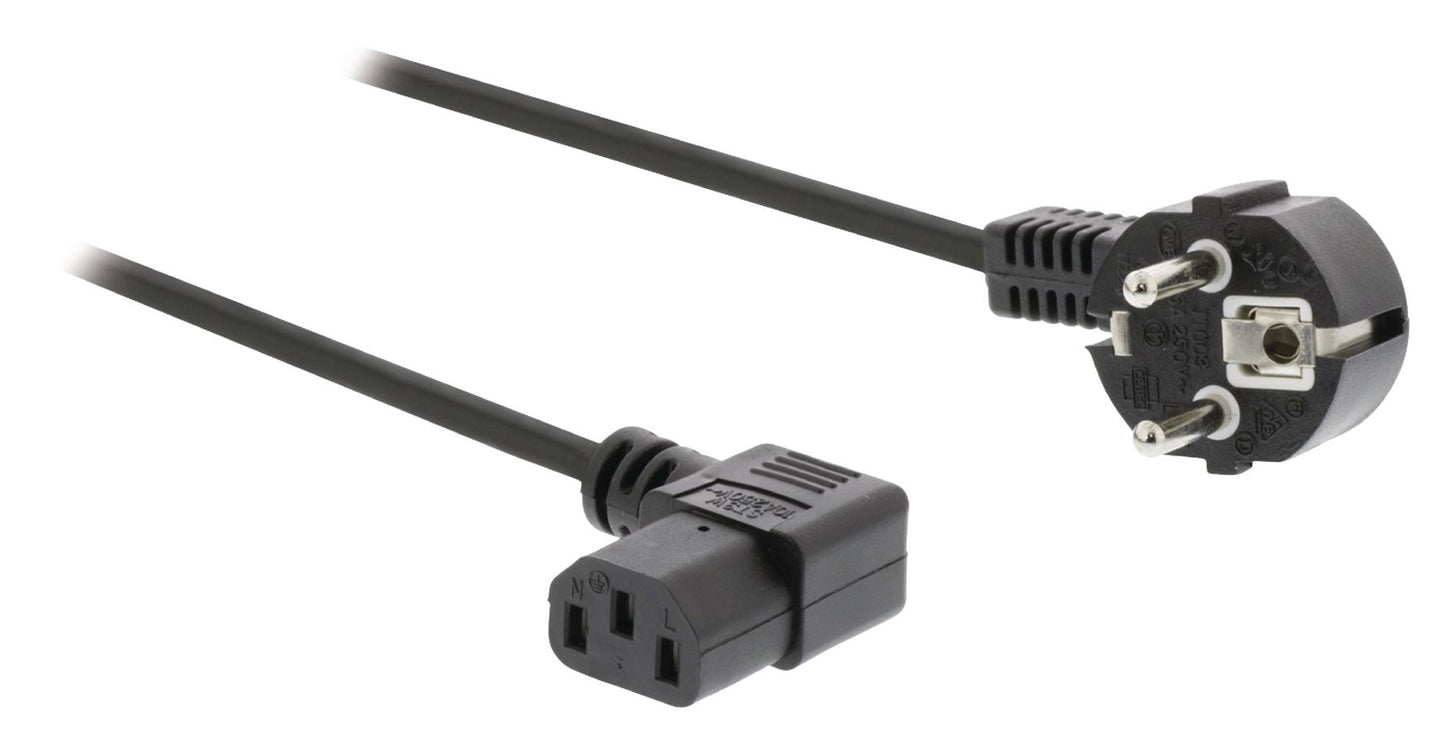 Valueline Power cable Schuko angled male to IEC-320-C13 angled 10m black