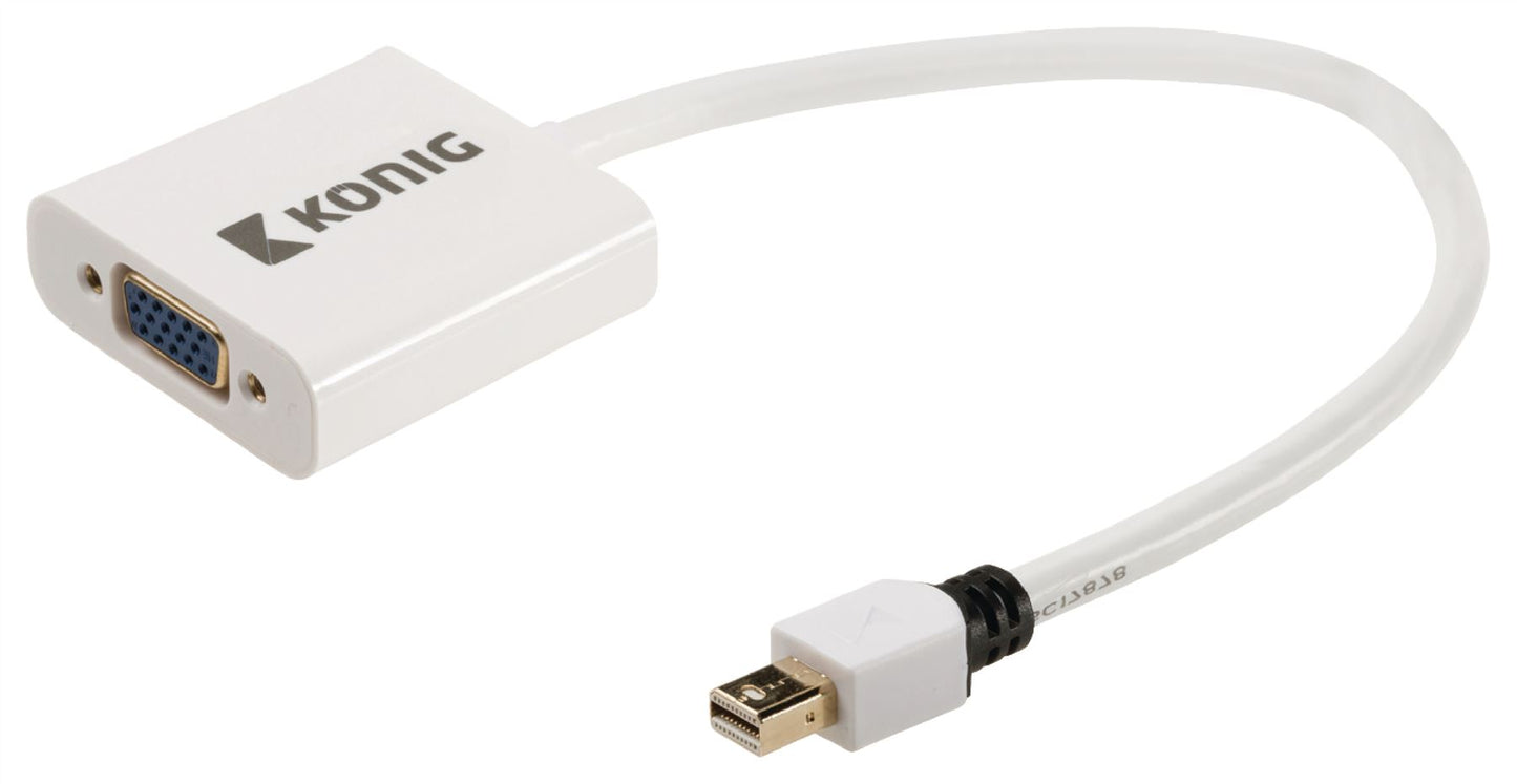 Konig Mini DisplayPort to VGA adapter cable mini DisplayPort male to VGA female 0.20m white