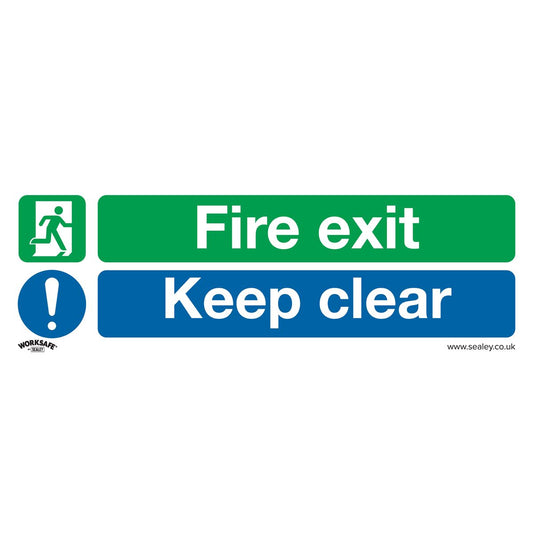 Sealey Sfty Sign - Fire Exit Keep Clr (Lg) - Self-Adhes. - Pk of 10 SS32V10