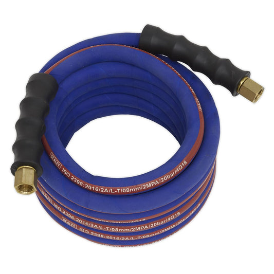 Sealey Air Hose 5m x 8mm with 1/4"BSP Unions Extra-Heavy-Duty AH5R