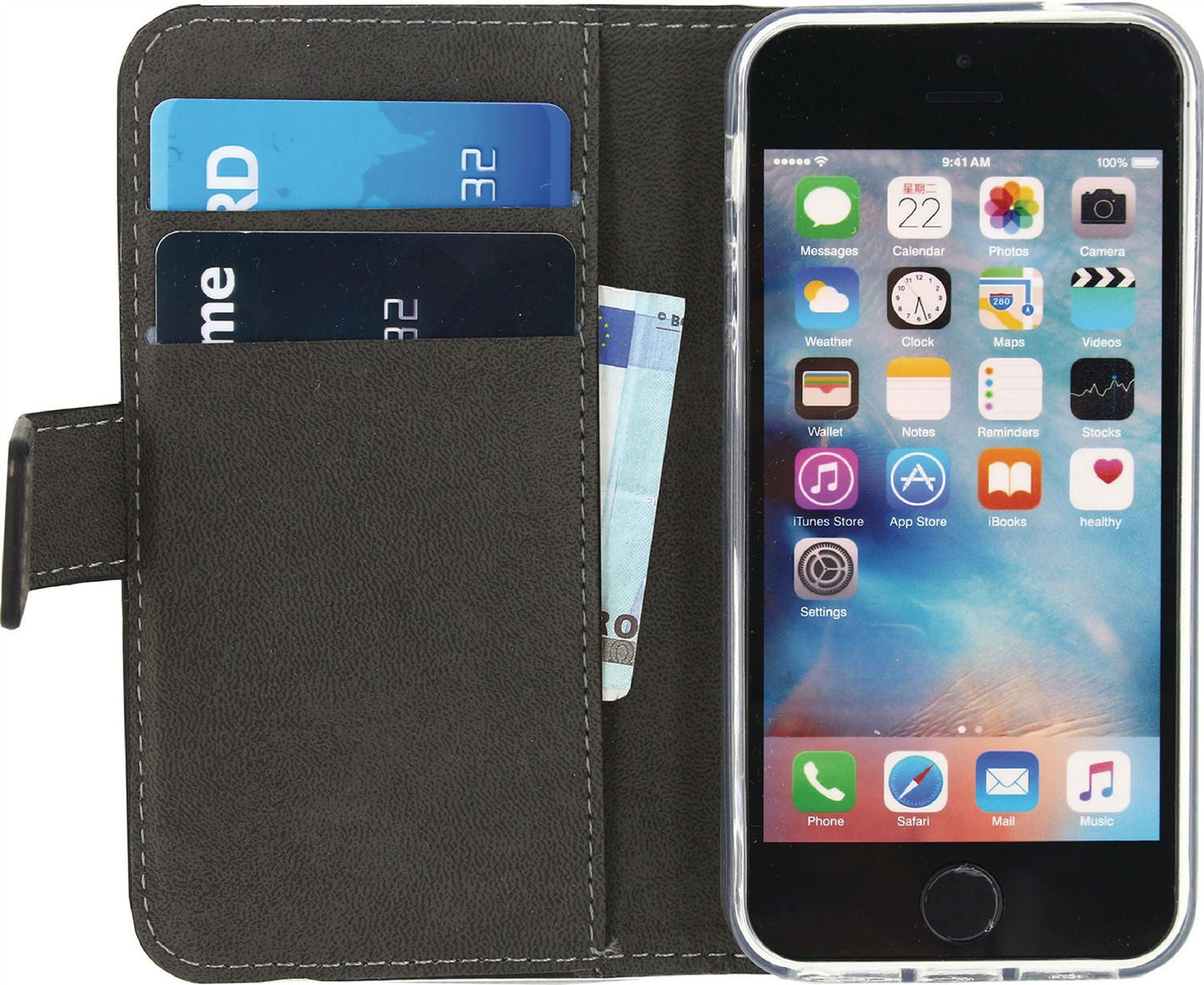 Mobilize Smartphone Gelly Wallet Book Case Apple iPhone 5 / 5s / SE Black