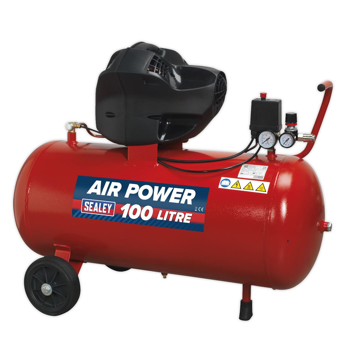 Sealey Air Compressor 100L V-Twin Direct Drive 3hp Oil Free SAC10030F