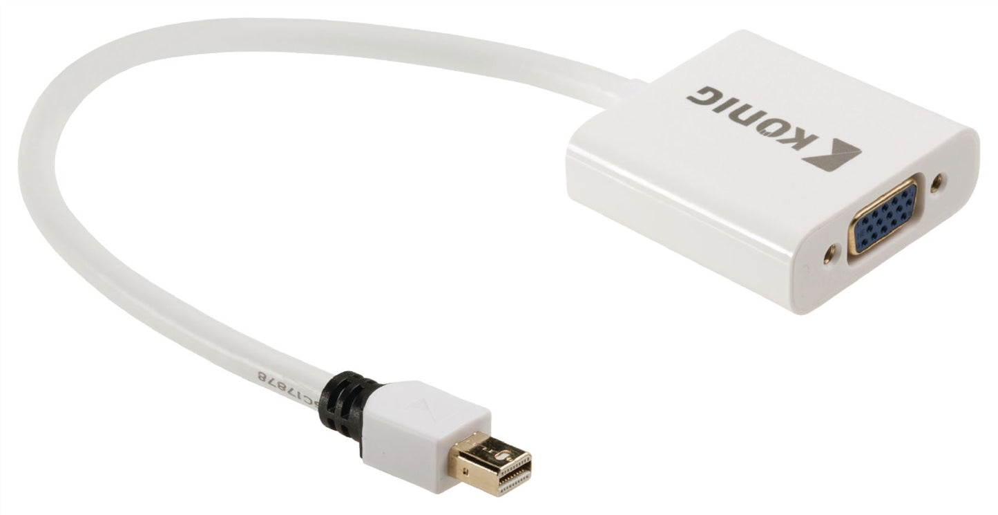 Konig Mini DisplayPort to VGA adapter cable mini DisplayPort male to VGA female 0.20m white
