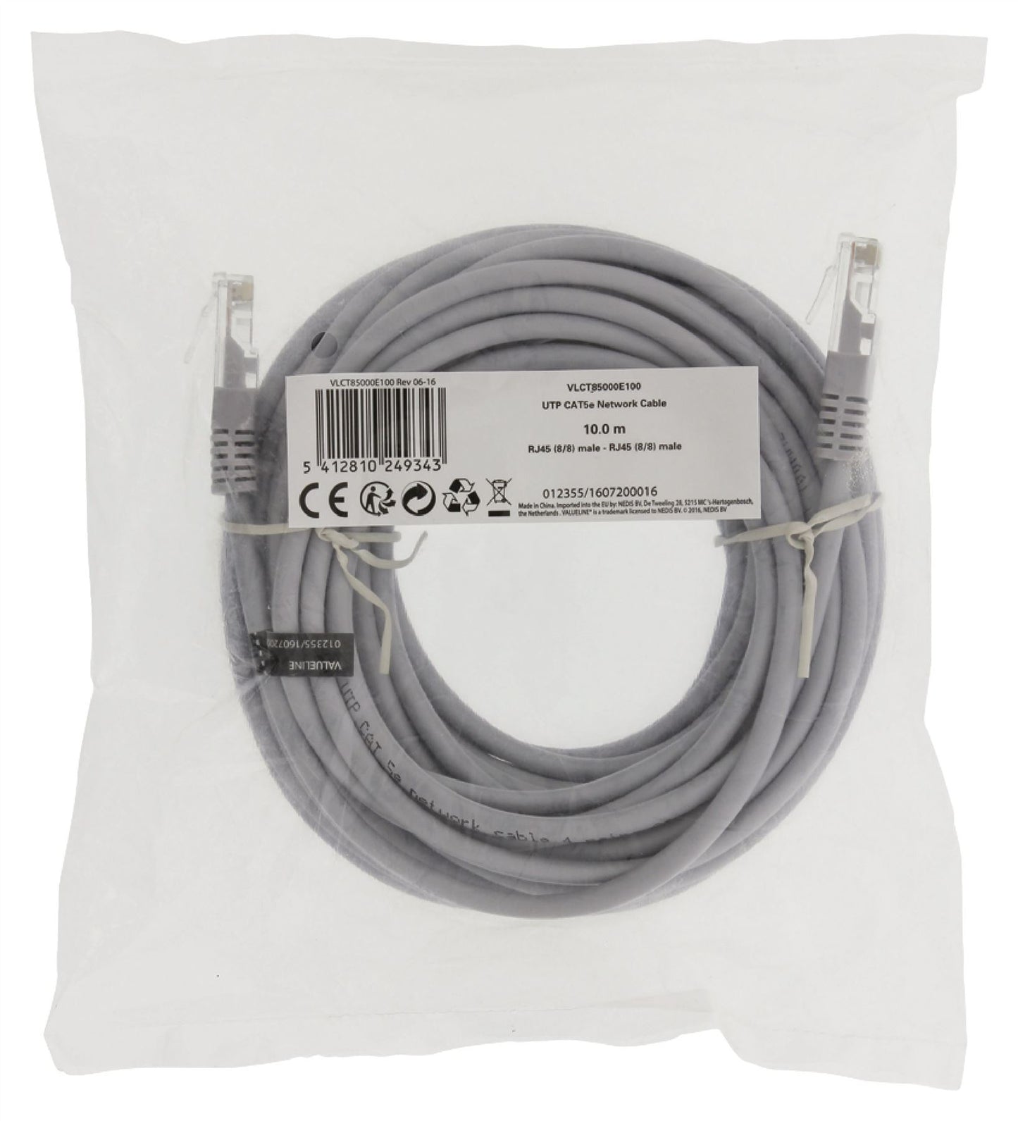 Valueline CAT5e UTP Network Cable RJ45 (8P8C) Male to RJ45 (8P8C) Male 10m Grey