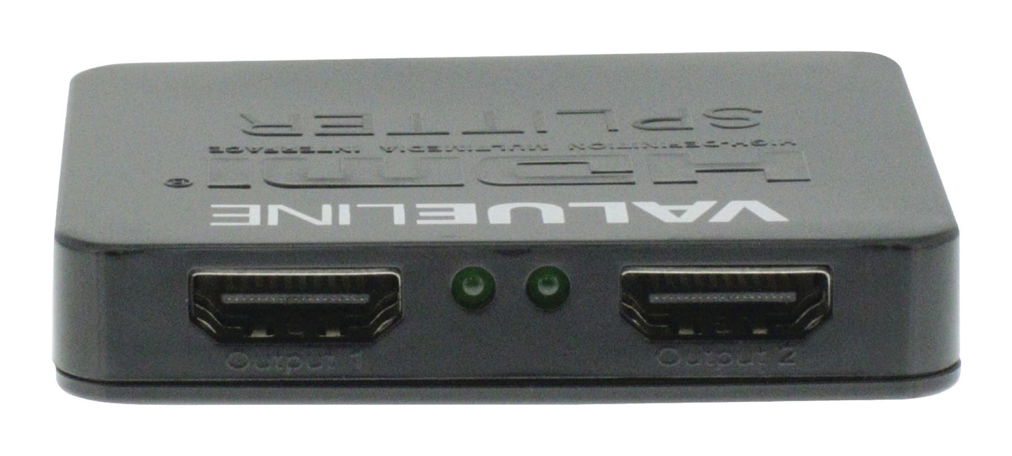 Valueline 2-port HDMI splitter HDMI input to 2x HDMI output black