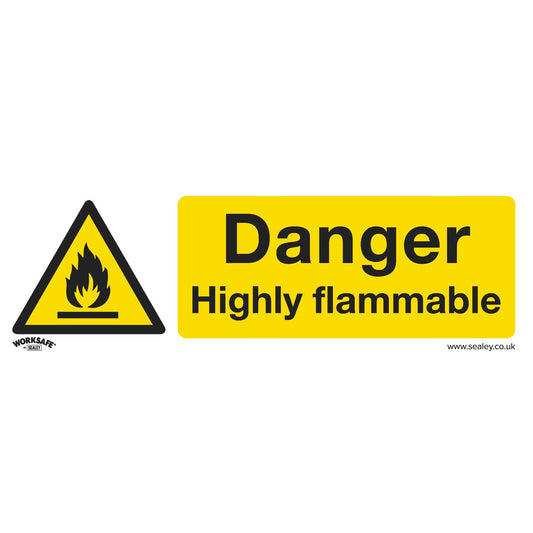 Sealey Safety Sign - Danger Highly Flammable - Self-Adhesive Vinyl SS45V1
