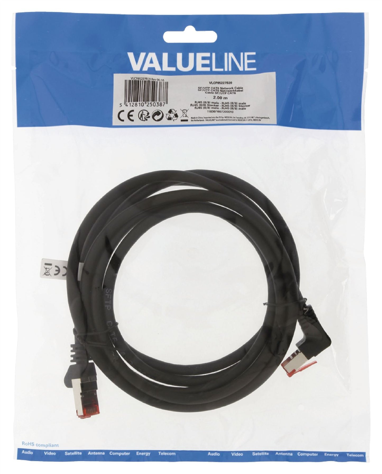Valueline CAT6 S/FTP Network Cable RJ45 (8P8C) Male to RJ45 (8P8C) Male 2m Black