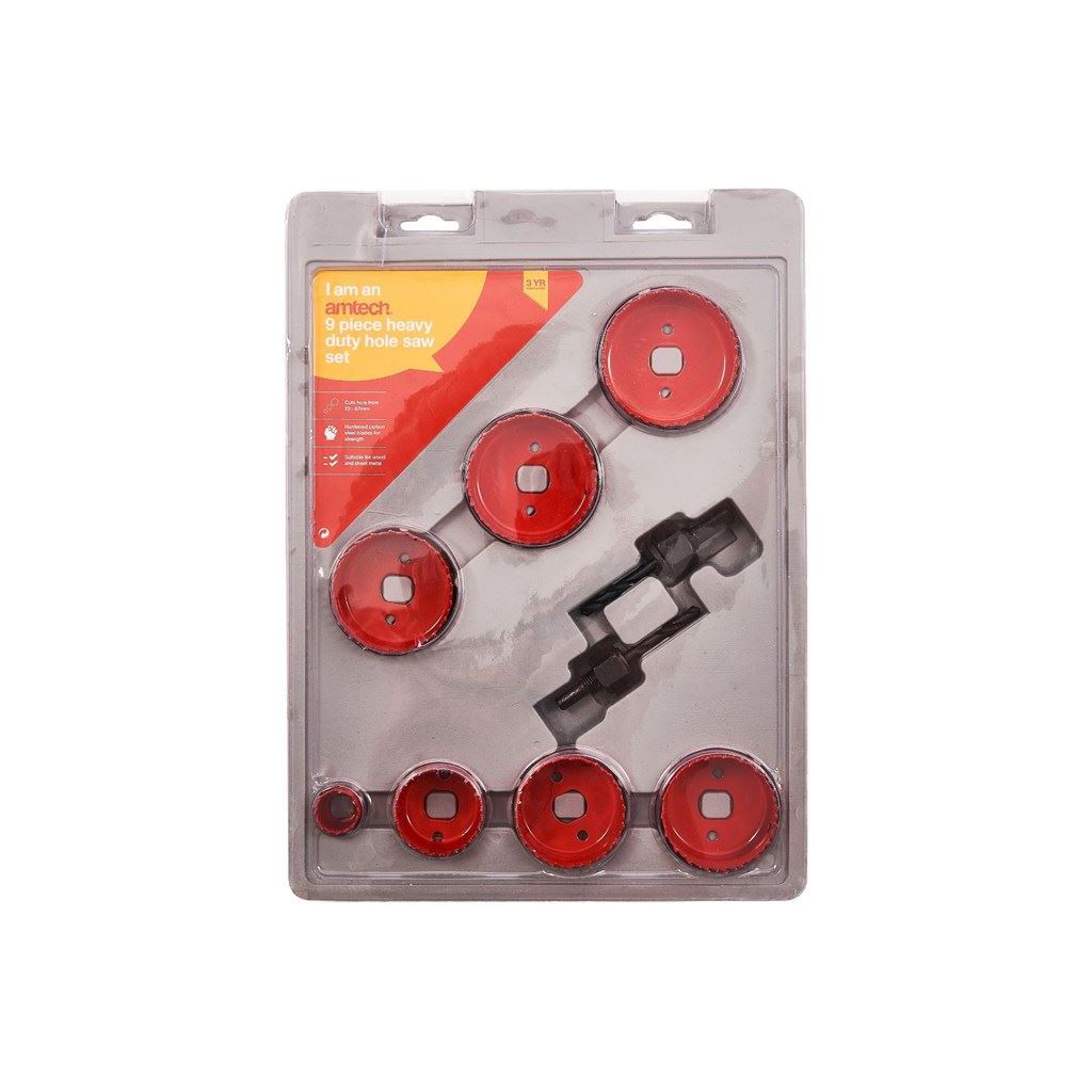 9 Piece Hole Saw Set Down Light Hole Cutter Circular Tooth Drive Arbor 22mm-67mm - M1625