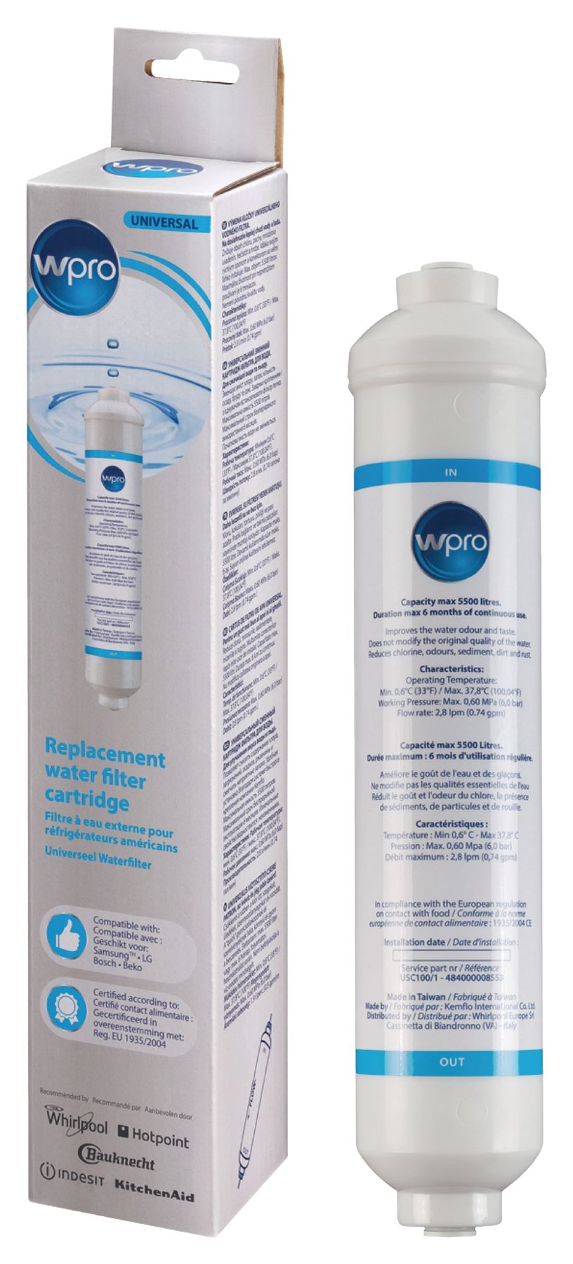 WPRO Refrigerator Water Filter Universal 484000008553