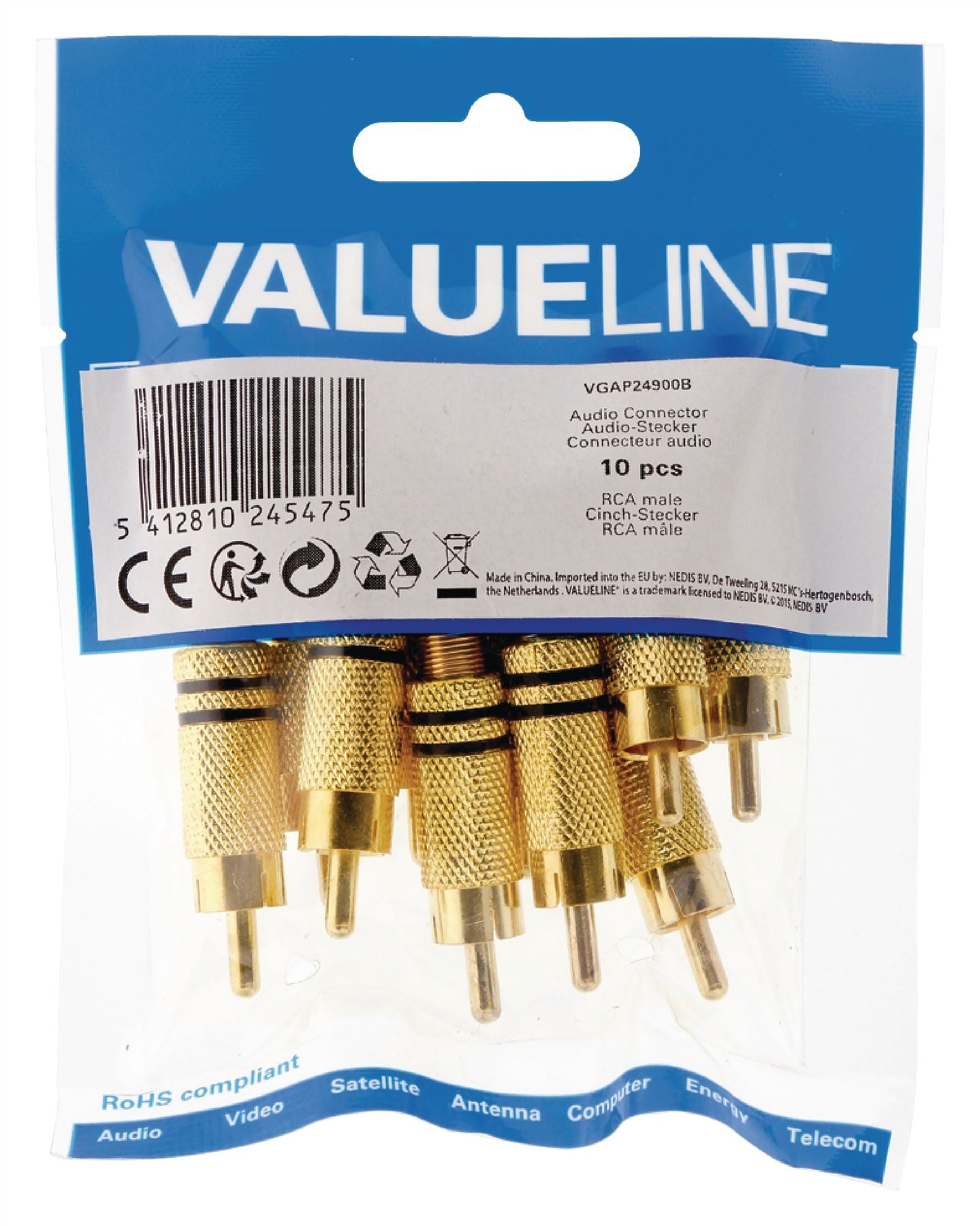 Valueline Connector RCA Male Metal Gold
