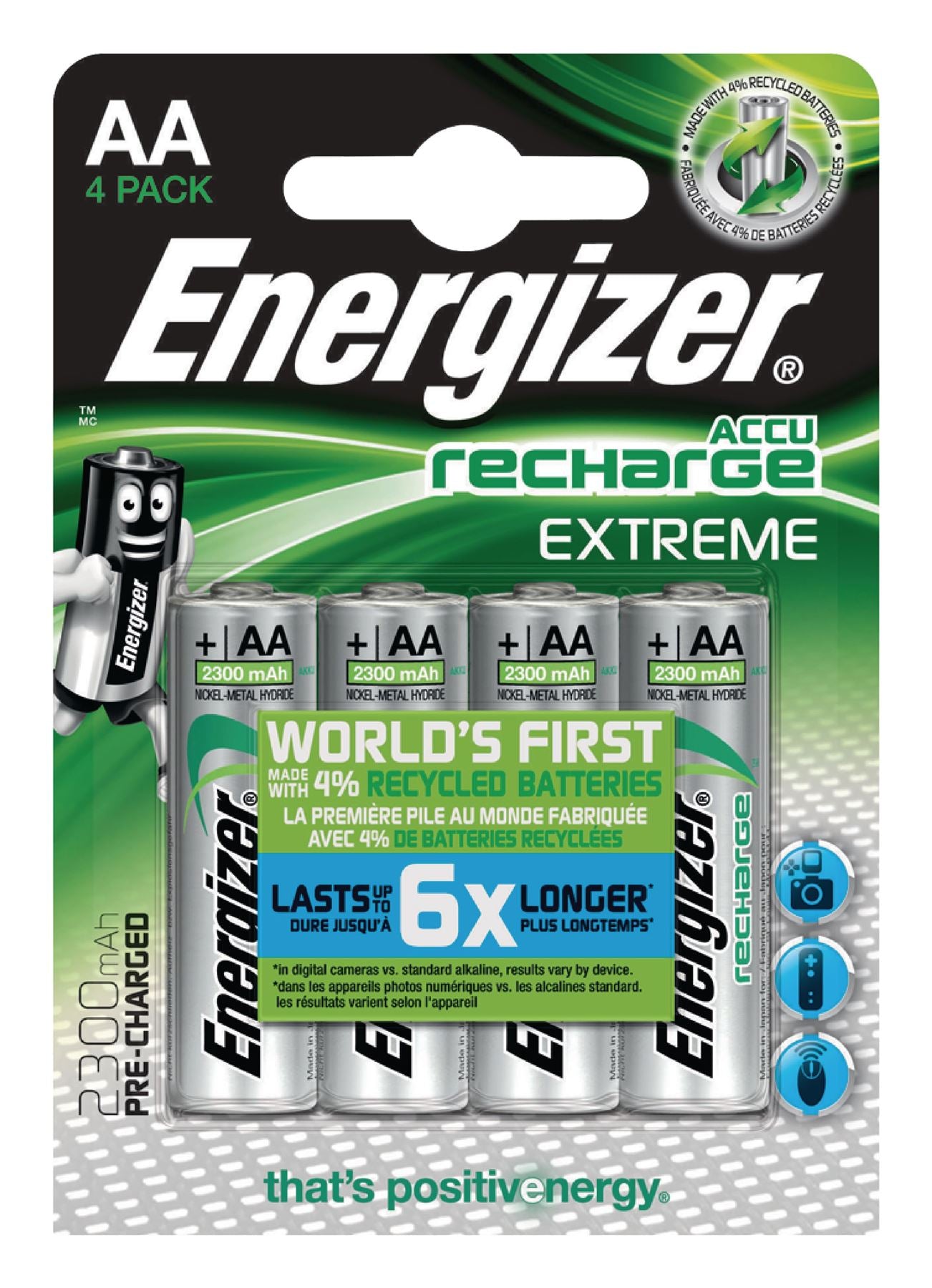 Energizer 4x Rechargeable NiMH Battery AA 1.2V Extreme 2300mAh (4-Blister)