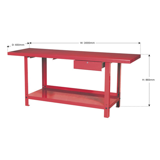Sealey Workbench Steel 2m with 1 Drawer AP3020