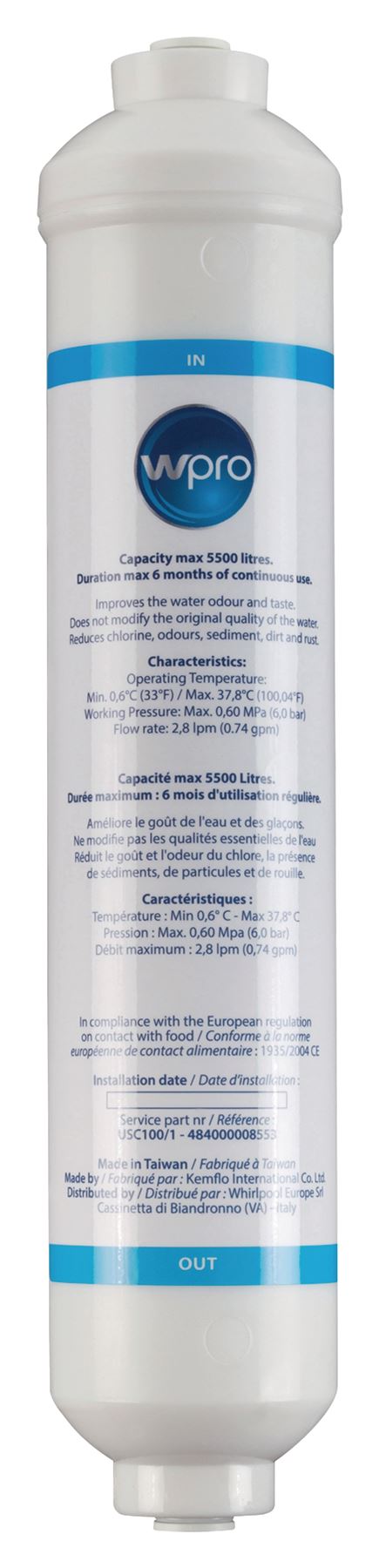 WPRO Refrigerator Water Filter Universal 484000008553