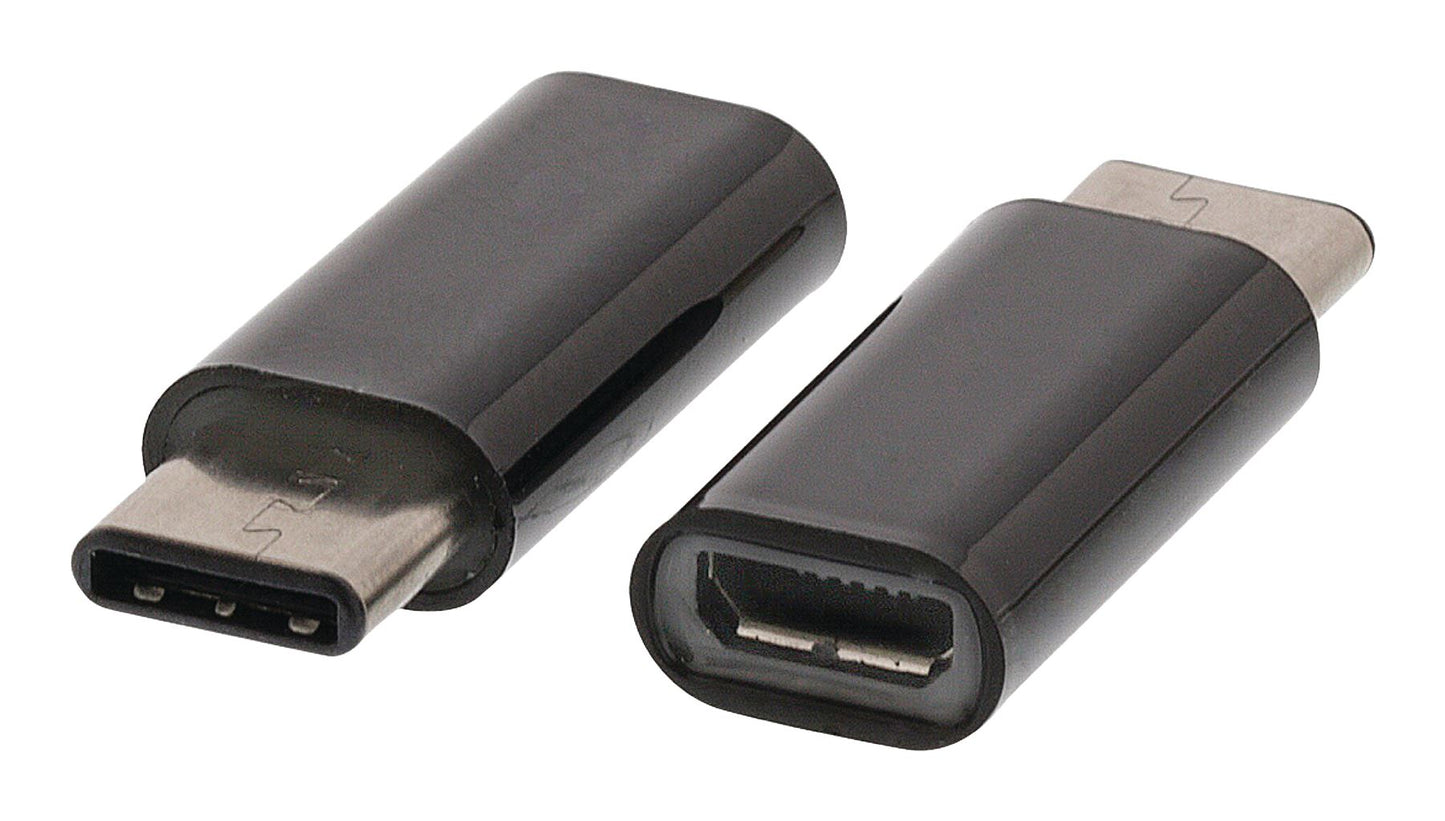 Valueline USB 2.0 Adapter USB-C Male to USB Micro B Female Black