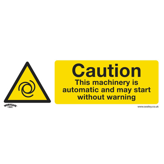 Sealey Safety Sign - Caution Automatic Machinery - Self-Adhesive SS47V1