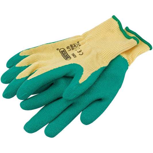Draper Green Heavy Duty & Latex Coated Work Gloves - Size Large - Multipurpose
