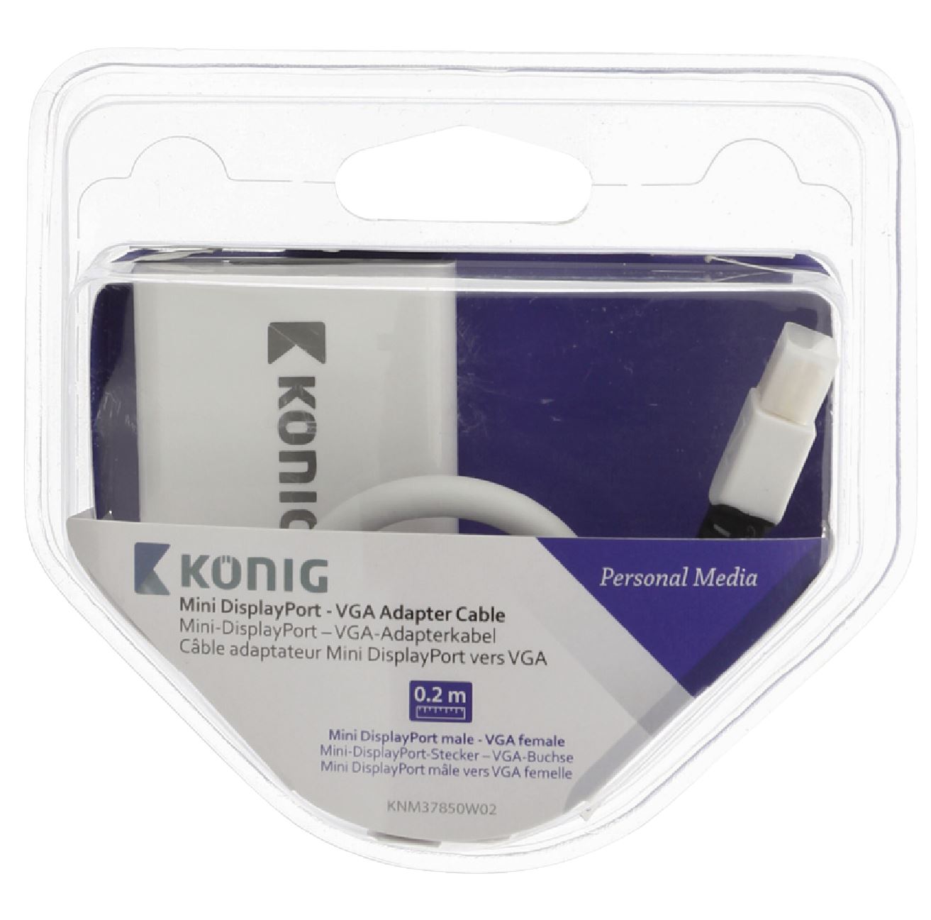 Konig Mini DisplayPort to VGA adapter cable mini DisplayPort male to VGA female 0.20m white