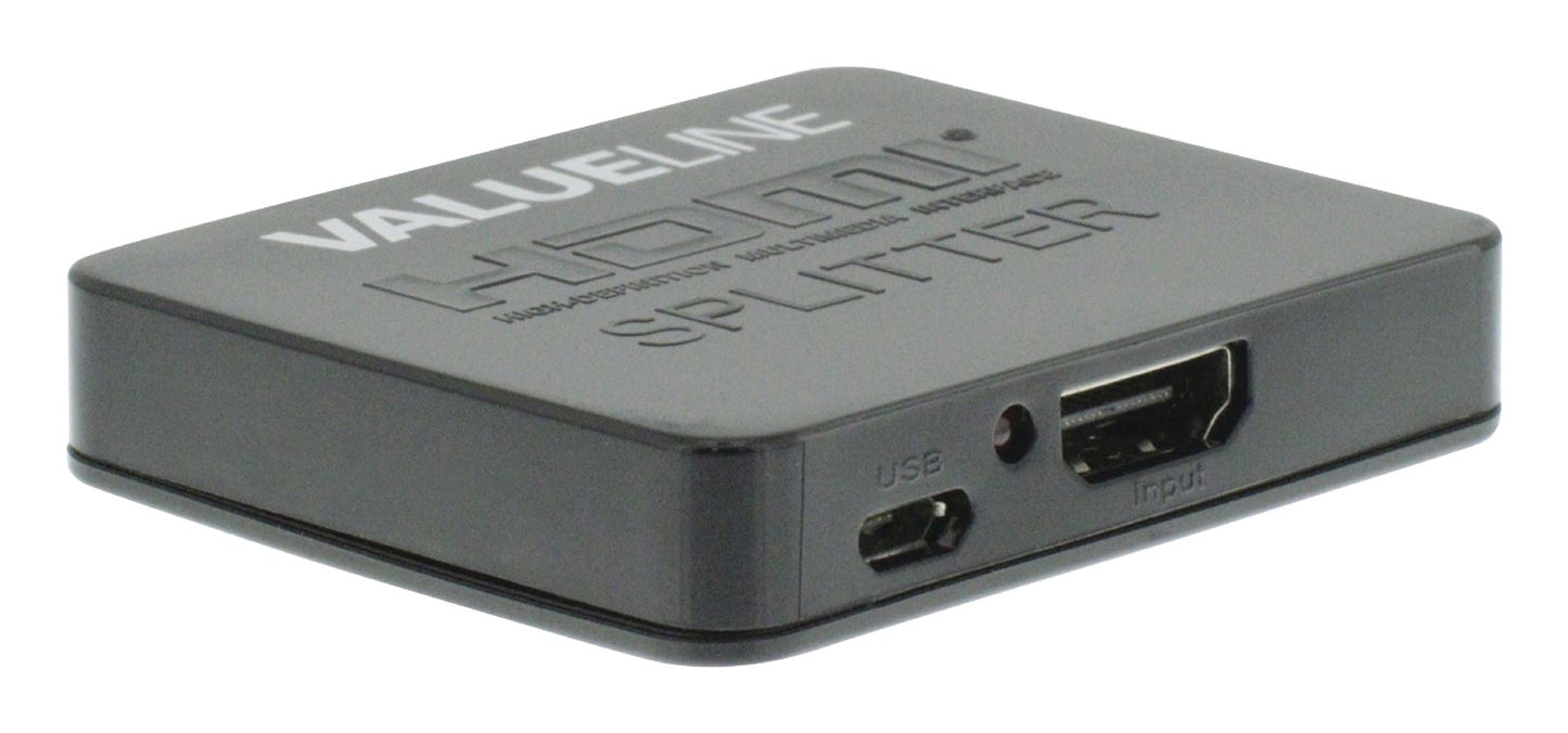 Valueline 2-port HDMI splitter HDMI input to 2x HDMI output black