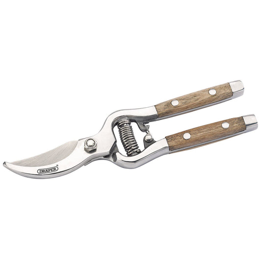 Draper Stainless Steel Bypass Pattern Secateurs with Ash Wooden Handles 85188