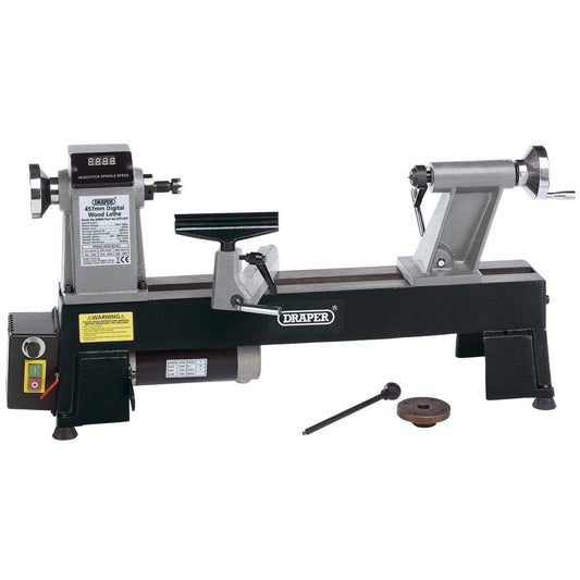 Draper Tools 60989 Compact Digital Variable Speed Wood Lathe Turning Woodworking