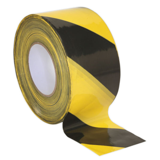 Sealey Hazard Barrier Tape 80mm x 100m Black/Yellow Non-Adhesive BTBY