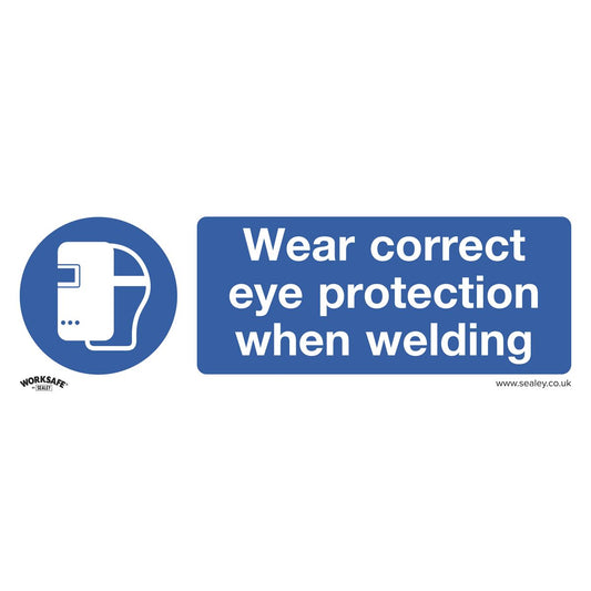 Worksafe Mandatory Safety Sign - Wear Eye Protection When Welding - Rigid Plastic SS54P1