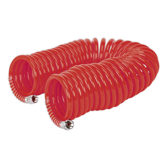 Sealey PU Coiled Air Hose 10m x 6mm with 1/4"BSP Unions AH10C/6