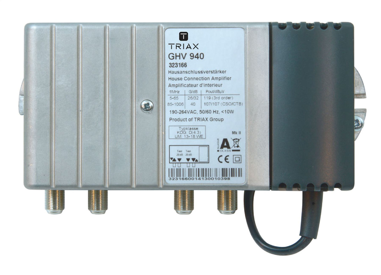 Triax Amplifier 40 dB 47-1006 MHz 1 T323166