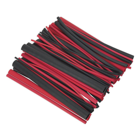 Sealey Heat Shrink Tubing Asstmt 72pc Black & Red Adh Lined 200mm HSTAL72BR