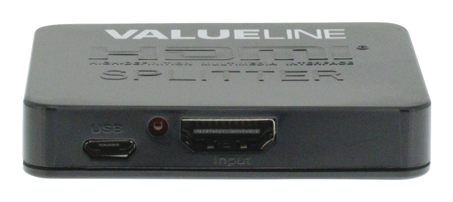 Valueline 2-port HDMI splitter HDMI input to 2x HDMI output black