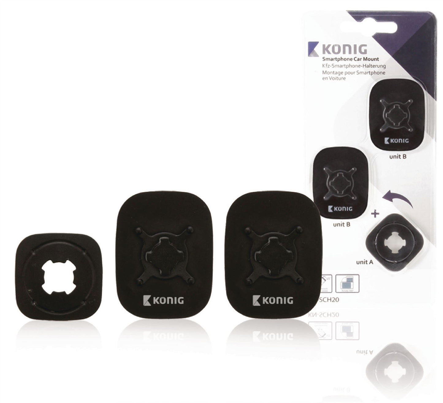 Konig Smartphone Car Mount Sticker 360° Rotation Black