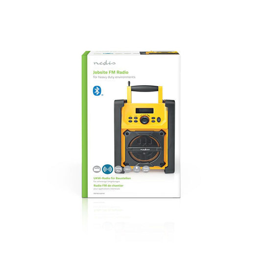 Nedis Jobsite FM Radio 15W Bluetooth® IPX5 Carrying Handle Yellow/Black