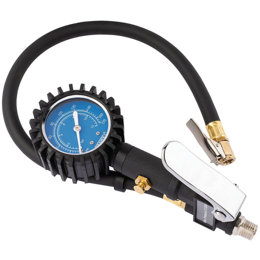 Draper Black Garage Air Line Tyre Pump Inflator Pressure Gauge Compressor Tool