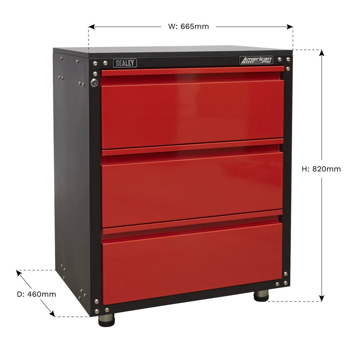 Sealey Modular 3 Drawer Cabinet with Worktop 665mm APMS82