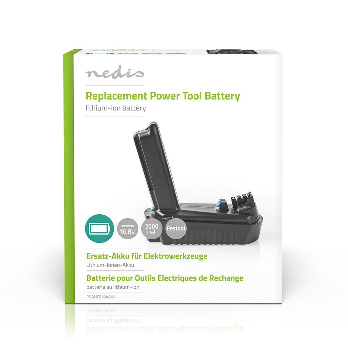 Nedis Power Tool Battery Li-Ion 10.8V 2Ah 21.6Wh Replacement for Festool