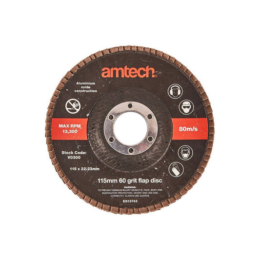 115mm 4.5" 60 Grit Flap Disc - Am Tech Grinding Wheel Grinder Sanding Angle