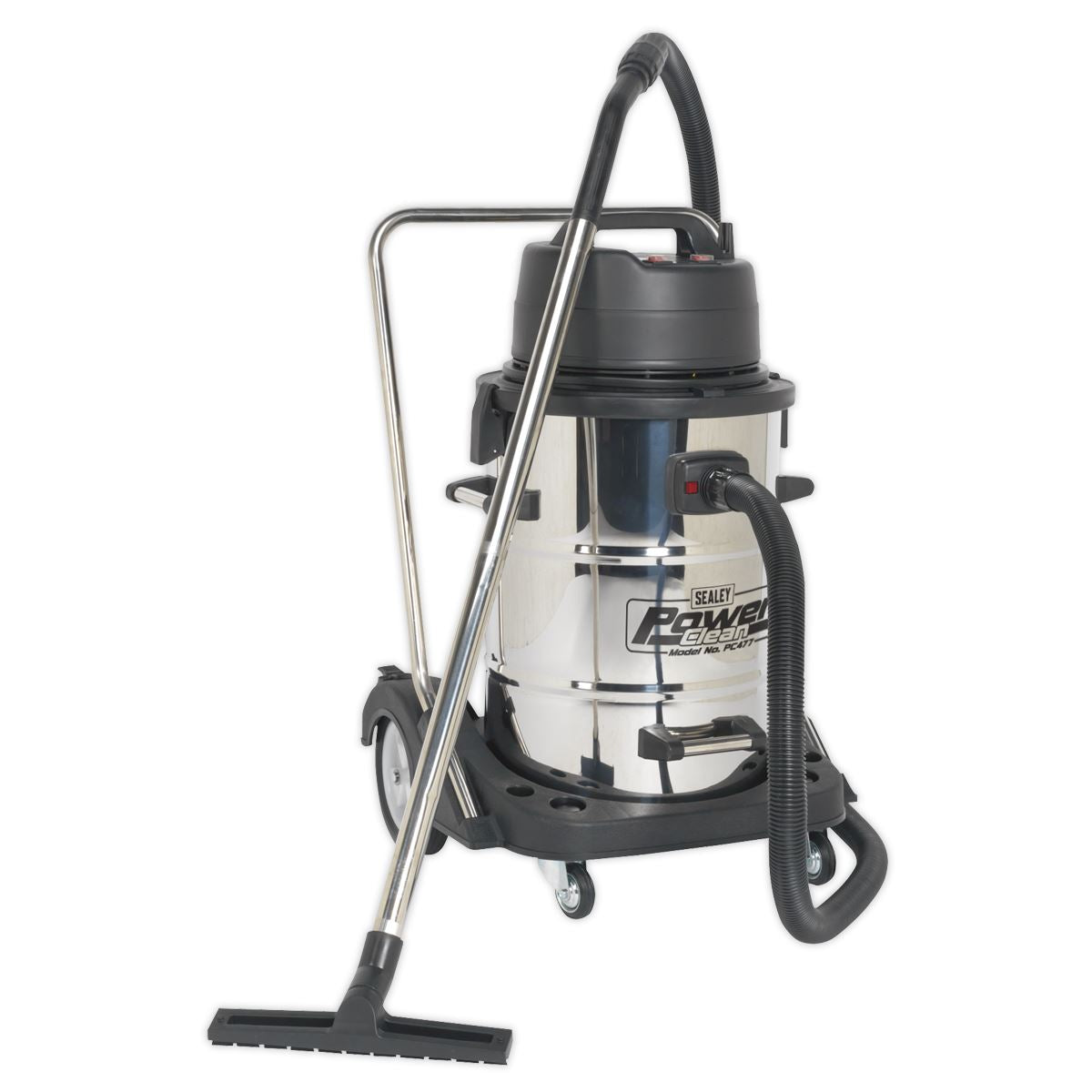 Sealey Vacuum Cleaner Ind W&D 77L Stainless 2400W Swivel Drum PC477