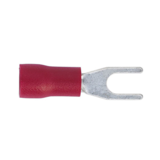 Sealey Easy-Entry Fork Terminal 3.7mm (4BA) Red Pack of 100 RT13