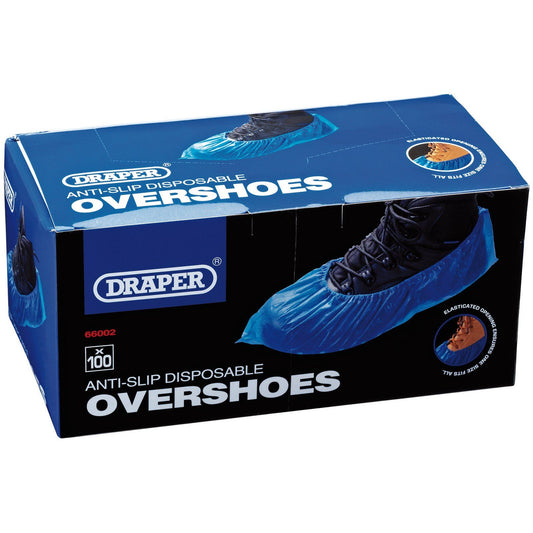 100 x Draper Disposable One Size Overshoes Shoe Covers Protective 66002